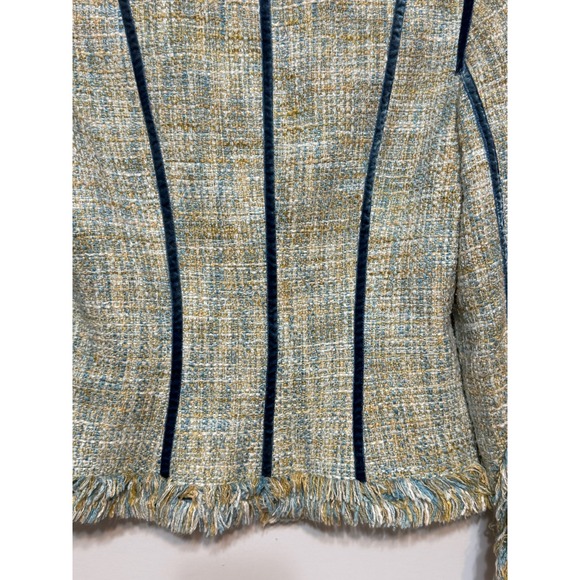 Vintage Old Money Bouclé Tweed Fringe Blazer Womens Size 4 Parisian Chic Blazer - Picture 4 of 8